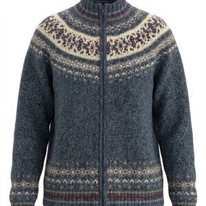 Heirloom Collectibles Fair Isle Womens Size Large Blue-Gray Cardigan Nordic
